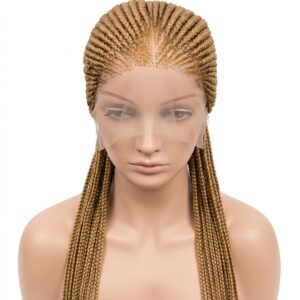 Hand-Braided Gold Stitch Cornrow Frontal Wig