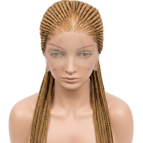 gold-wig-frontal Hand-Braided Gold Stitch Cornrow Frontal Wig