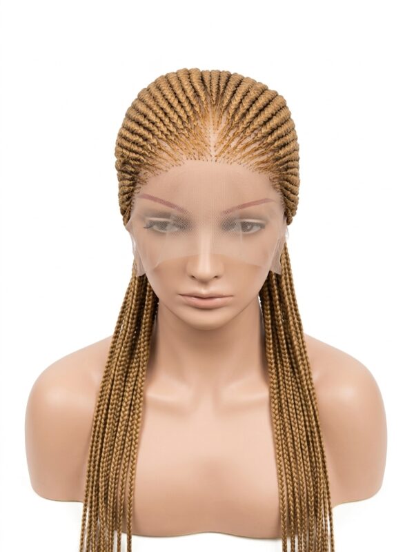 gold-wig-frontal Hand-Braided Gold Stitch Cornrow Frontal Wig