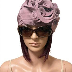Dusky Pink 3D Petal Rosette Turban Cap